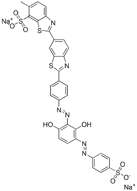 DISODIUM 2'-[4-[[2,6-DIHYDROXY-3-[(4-SULPHONATOPHENYL)AZO]PHENYL]AZO]PHENYL]-6-METHYL[2,6'-BIBENZOT 结构式