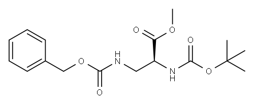 (S)-3-(((苄氧基)羰基)氨基)-2-((叔丁氧羰基)氨基)丙酸甲酯 结构式