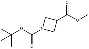 1-(叔丁氧基羰基)氮杂环丁烷-3-甲酸甲酯 结构式