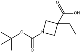 1-BOC-3-乙基-3-吖丁啶羧酸 结构式