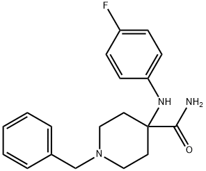 1-benzyl-4-[(4-fluorophenyl)amino]piperidine-4-carboxamide 结构式