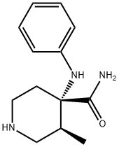 cis-3-methyl-4-(phenylamino)piperidine-4-carboxamide 结构式