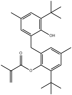 2-Methylacrylic acid 2-tert-butyl-6-[(3-tert-butyl-2-hydroxy-5-methylphenyl)methyl]-4-methylphenyl ester 结构式