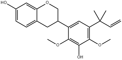 3-[5-(1,1-Dimethyl-2-propenyl)-3-hydroxy-2,4-dimethoxyphenyl]-3,4-dihydro-2H-1-benzopyran-7-ol 结构式