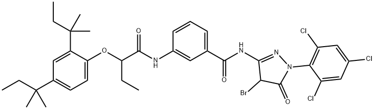 4-Bromo-3-[3-[2-(2,4-di-tert-pentylphenoxy)butyrylamino]benzoylamino]-1-(2,4,6-trichlorophenyl)-1H-pyrazol-5(4H)-one 结构式