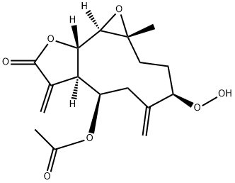 (1aR,4R,7R,7aR,10aS,10bR)-2,3,4,5,6,7,7a,8,10a,10b-Decahydro-7-acetoxy-4-hydroperoxy-1a-methyl-5,8-bis(methylene)oxireno[9,10]cyclodeca[1,2-b]furan-9(1aH)-one 结构式