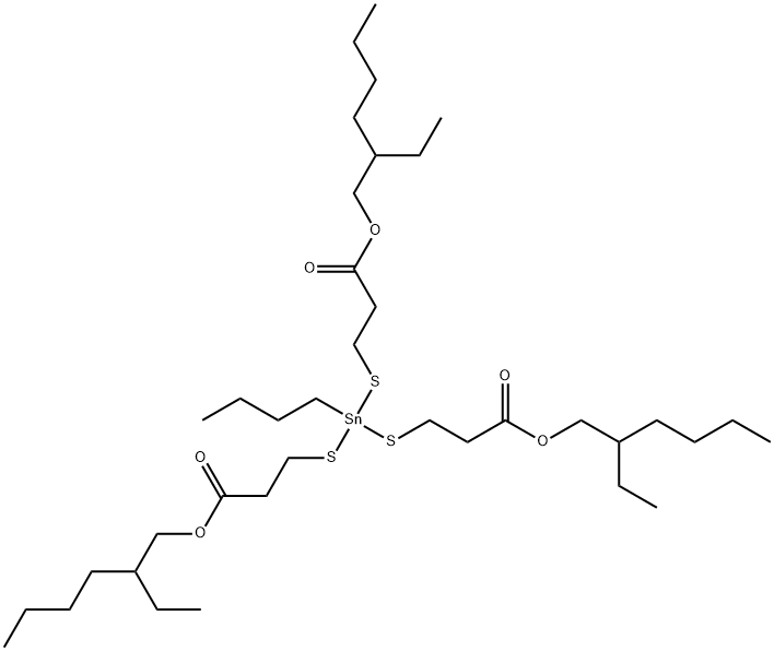 2-ethylhexyl 5-butyl-12-ethyl-5-[[3-[(2-ethylhexyl)oxy]-3-oxopropyl]thio]-9-oxo-10-oxa-4,6-dithia-5-stannahexadecanoate 结构式