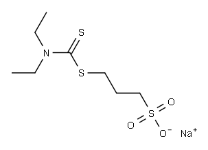 3-[[(二乙基氨基)硫代甲酰]硫代]丙烷磺酸钠 结构式