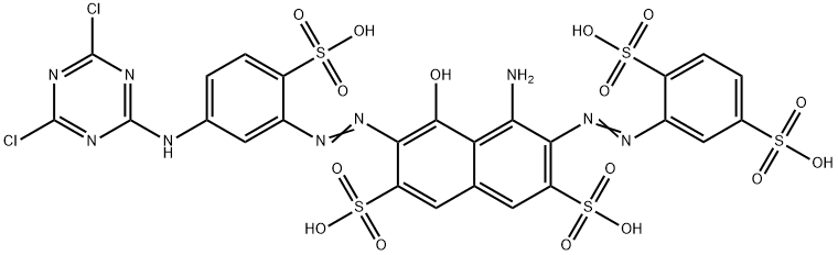 4-amino-6-[[5-[(4,6-dichloro-1,3,5-triazin-2-yl)amino]-2-sulphophenyl]azo]-3-[(2,5-disulphophenyl)azo]-5-hydroxynaphthalene-2,7-disulphonic acid 结构式