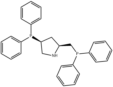 (2S,4S)-4-二苯基膦-2-(二苯基膦甲基)-吡咯烷 结构式