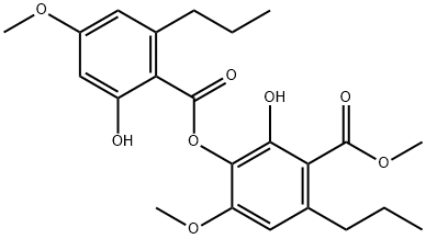 2-Hydroxy-3-[(2-hydroxy-4-methoxy-6-propylbenzoyl)oxy]-4-methoxy-6-propylbenzoic acid methyl ester 结构式