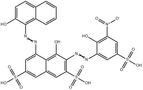 4-hydroxy-5-[(2-hydroxynaphthyl)azo]-3-[(2-hydroxy-3-nitro-5-sulphophenyl)azo]naphthalene-2,7-disulphonic acid 结构式