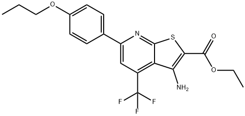 ethyl 3-amino-6-(4-propoxyphenyl)-4-(trifluoromethyl)thieno[2,3-b]pyridine-2-carboxylate 结构式