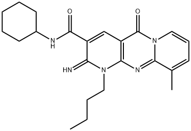 1-butyl-N-cyclohexyl-2-imino-10-methyl-5-oxo-1,5-dihydro-2H-dipyrido[1,2-a:2,3-d]pyrimidine-3-carboxamide 结构式