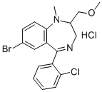 7-bromo-5-(2-chlorophenyl)-2,3-dihydro-2-(methoxymethyl)-1-methyl-1H-benzo-1,4-diazepine monohydrochloride 结构式