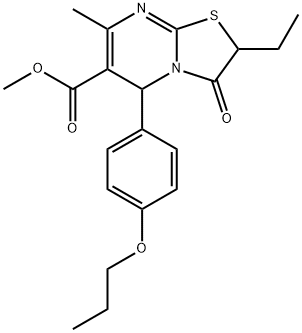 methyl 2-ethyl-7-methyl-3-oxo-5-(4-propoxyphenyl)-2,3-dihydro-5H-[1,3]thiazolo[3,2-a]pyrimidine-6-carboxylate 结构式