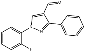 1-(2-FLUOROPHENYL)-3-PHENYL-1H-PYRAZOLE-4-CARBALDEHYDE 结构式