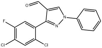 3-(2,4-DICHLORO-5-FLUOROPHENYL)-1-PHENYL-1H-PYRAZOLE-4-CARBALDEHYDE 结构式