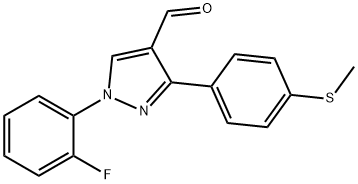 1-(2-FLUOROPHENYL)-3-(4-(METHYLTHIO)PHENYL)-1H-PYRAZOLE-4-CARBALDEHYDE 结构式