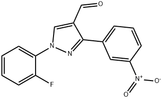 1-(2-FLUOROPHENYL)-3-(3-NITROPHENYL)-1H-PYRAZOLE-4-CARBALDEHYDE 结构式