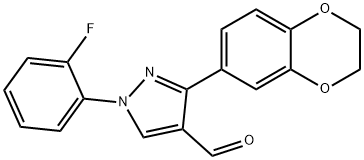 1-(2-FLUOROPHENYL)-3-(2,3-DIHYDROBENZO[B][1,4]DIOXIN-6-YL)-1H-PYRAZOLE-4-CARBALDEHYDE 结构式