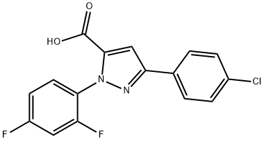 3-(4-CHLOROPHENYL)-1-(2,4-DIFLUOROPHENYL)-1H-PYRAZOLE-5-CARBOXYLIC ACID 结构式