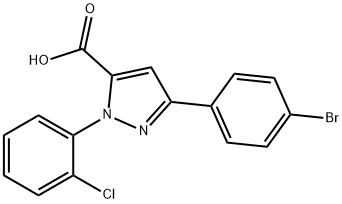 3-(4-BROMOPHENYL)-1-(2-CHLOROPHENYL)-1H-PYRAZOLE-5-CARBOXYLIC ACID 结构式