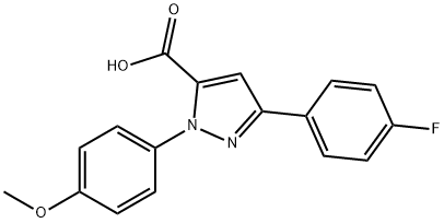 3-(4-FLUOROPHENYL)-1-(4-METHOXYPHENYL)-1H-PYRAZOLE-5-CARBOXYLIC ACID 结构式