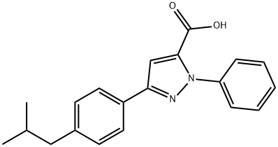 3-(4-ISOBUTYLPHENYL)-1-PHENYL-1H-PYRAZOLE-5-CARBOXYLIC ACID 结构式