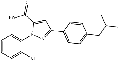 1-(2-CHLOROPHENYL)-3-(4-ISOBUTYLPHENYL)-1H-PYRAZOLE-5-CARBOXYLIC ACID 结构式