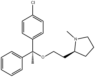 (-)-(2S)-2-[2-(αS)-(4-Chlorophenyl-α-methyl-α-phenylbenzyloxy)ethyl]-1-methylpyrrolidine 结构式