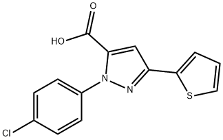 1-(4-CHLOROPHENYL)-3-(THIOPHEN-2-YL)-1H-PYRAZOLE-5-CARBOXYLIC ACID 结构式