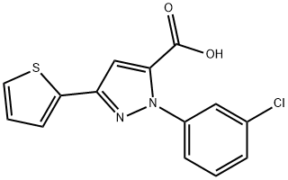 1-(3-氯苯基)-3-(噻吩-2-基)-1H-吡唑-5-羧酸 结构式