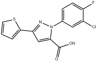 1-(3-CHLORO-4-FLUOROPHENYL)-3-(THIOPHEN-2-YL)-1H-PYRAZOLE-5-CARBOXYLIC ACID 结构式