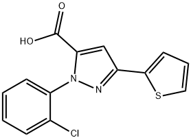 1-(2-CHLOROPHENYL)-3-(THIOPHEN-2-YL)-1H-PYRAZOLE-5-CARBOXYLIC ACID 结构式