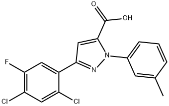 3-(2,4-DICHLORO-5-FLUOROPHENYL)-1-M-TOLYL-1H-PYRAZOLE-5-CARBOXYLIC ACID 结构式