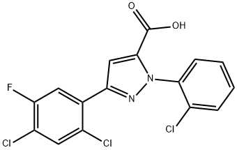 3-(2,4-DICHLORO-5-FLUOROPHENYL)-1-(2-CHLOROPHENYL)-1H-PYRAZOLE-5-CARBOXYLIC ACID 结构式