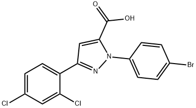 1-(4-BROMOPHENYL)-3-(2,4-DICHLOROPHENYL)-1H-PYRAZOLE-5-CARBOXYLIC ACID 结构式