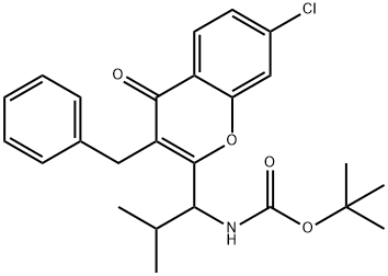 (R)-TERT-BUTYL 1-(3-BENZYL-7-CHLORO-4-OXO-4H-CHROMEN-2-YL)-2-METHYLPROPYLCARBAMATE 结构式