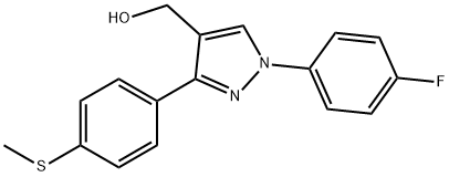 (1-(4-FLUOROPHENYL)-3-(4-(METHYLTHIO)PHENYL)-1H-PYRAZOL-4-YL)METHANOL 结构式