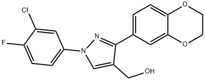 (1-(3-CHLORO-4-FLUOROPHENYL)-3-(2,3-DIHYDROBENZO[B][1,4]DIOXIN-7-YL)-1H-PYRAZOL-4-YL)METHANOL 结构式