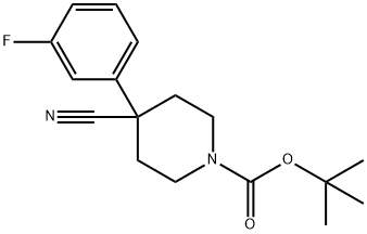 4-氰基-4-(3-氟苯基)哌啶-1-羧酸叔丁酯 结构式