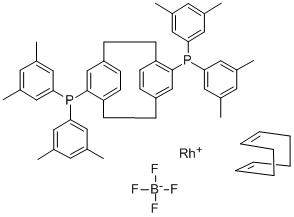 (R)-(-)-4,12-双(二-3,5-二甲苯基膦基)[2.2]对环芳烷(1,5-环辛二烯)铑(I)四氟硼酸盐 结构式