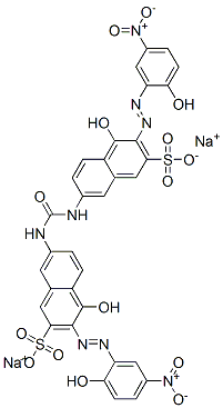 7,7'-(Carbonyldiimino)bis[4-hydroxy-3-[(2-hydroxy-5-nitrophenyl)azo]-2-naphthalenesulfonic acid]disodium salt 结构式