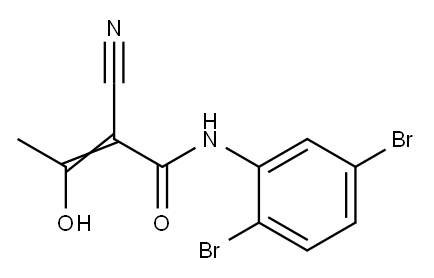 2-氰基-N-(2,5-二溴苯基)-3-羟基-2-丁烯酰胺 结构式
