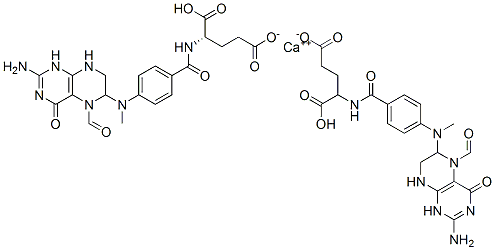 calcium (2S)-2-[[4-[(2-amino-5-formyl-4-oxo-1,6,7,8-tetrahydropteridin-6-yl)methylamino]benzoyl]amino]pentanedioate 结构式