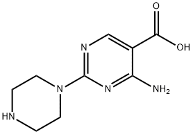 4-Amino-2-(1-piperazinyl)-5-pyrimidinecarboxylic acid 结构式