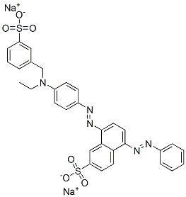 8-[[4-[乙基[(3-磺苯基)甲基]氨基]苯基]偶氮]-5-(苯基偶氮)-2-萘磺酸二钠盐 结构式