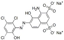 4-Amino-5-hydroxy-6-[(2,3,5-trichloro-6-hydroxyphenyl)azo]-1,3-naphthalenedisulfonic acid disodium salt 结构式