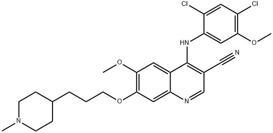4-[(2,4-DICHLORO-5-METHOXYPHENYL)AMINO]-6-METHOXY-7-[(1-METHYL-4-PIPERIDIN-4-YL)METHOXY]-3 QUINOLINECARBONITRILE 结构式